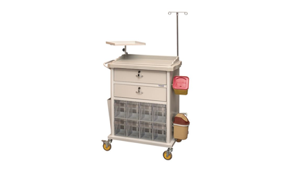 EMERGENCY AND MEDICINE TROLLEY (8 COMPARTMENT)
