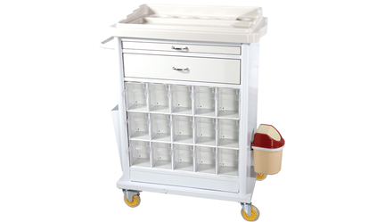 EMERGENCY AND MEDICINE TROLLEY (30 COMPARTMENT)
